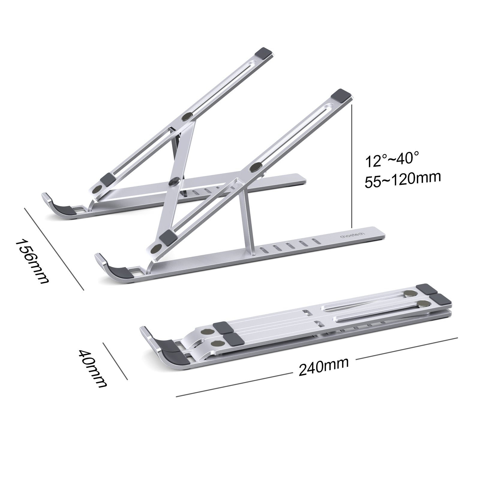 CHOETECH H045-SL Aluminum Foldable Laptop Stand showcasing its sleek design and adjustable features.